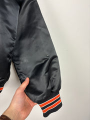 Vintage 80s NFL Chalk Line Cincinnati Bengals Black Satin Bomber Jacket