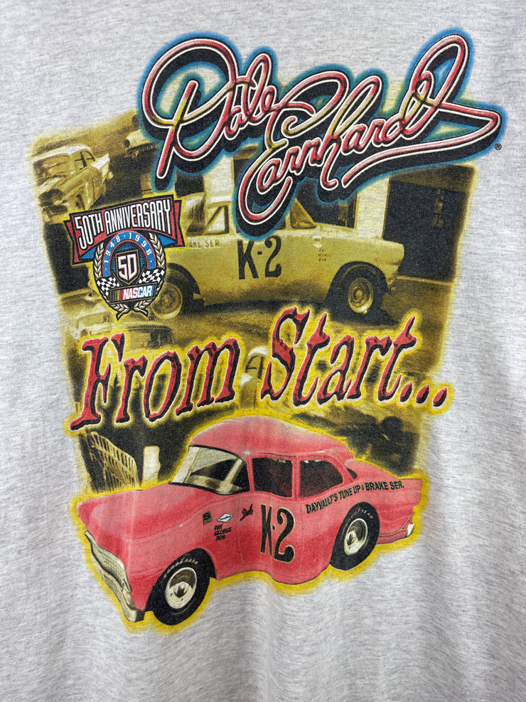 Vintage 90s Nascar Dale Earnhardt From Start To Finish Grey Tee