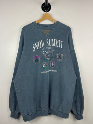 Vintage 90s Snow Summit California World Class Skiing Blue Crewneck