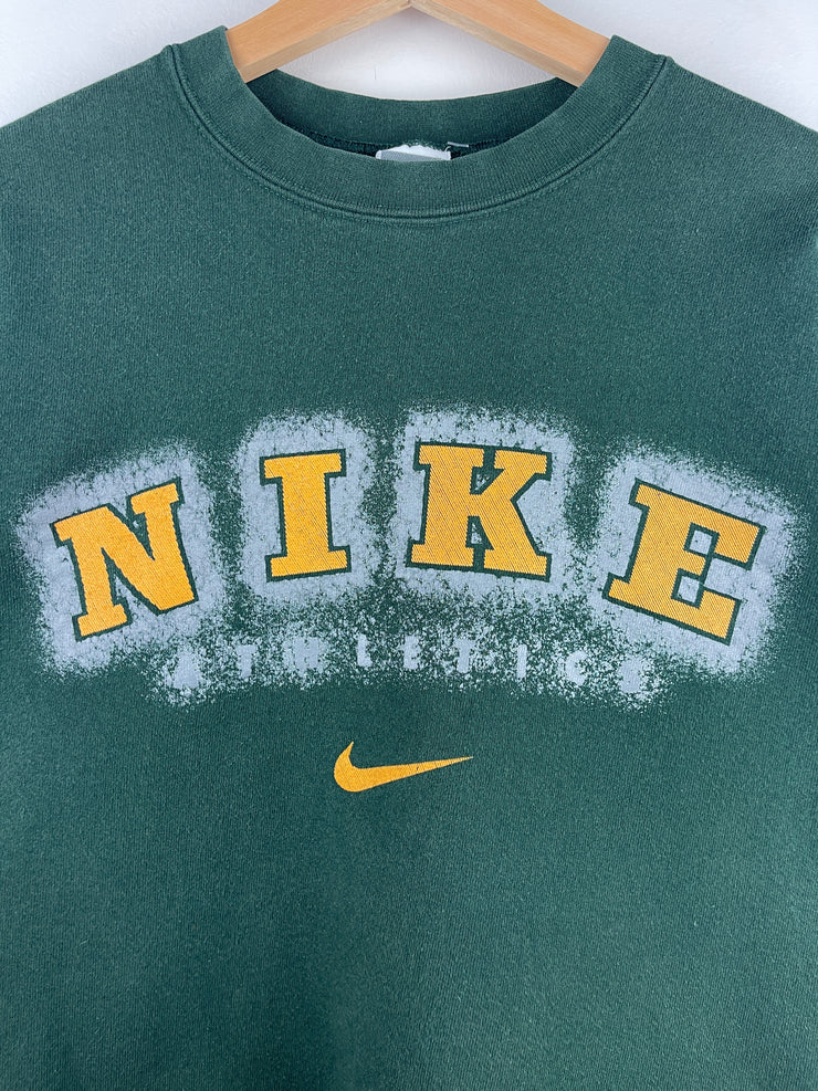 Vintage 90s Nike Spellout Swoosh Green Crewneck