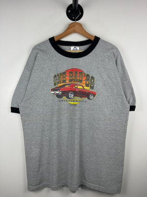 Vintage Chevrolet Nova SS One Bad 69 Grey Ringer Tee