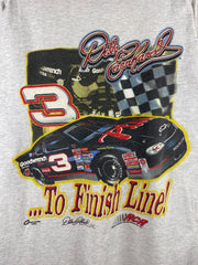Vintage 90s Nascar Dale Earnhardt From Start To Finish Grey Tee