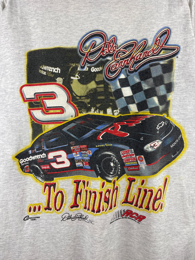 Vintage 90s Nascar Dale Earnhardt From Start To Finish Grey Tee