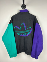 Vintage 80s Adidas Trefoil Insulated Green & Black Windbreaker