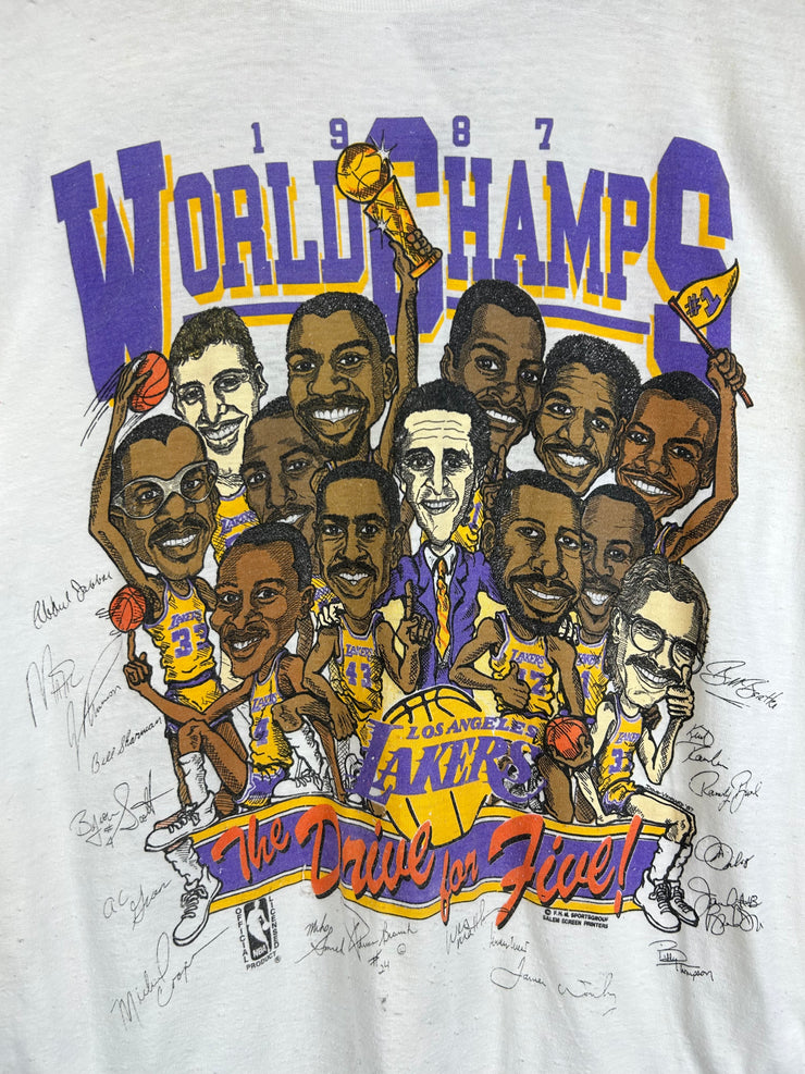 Vintage 1987 Los Angeles Lakers Champions White Tee