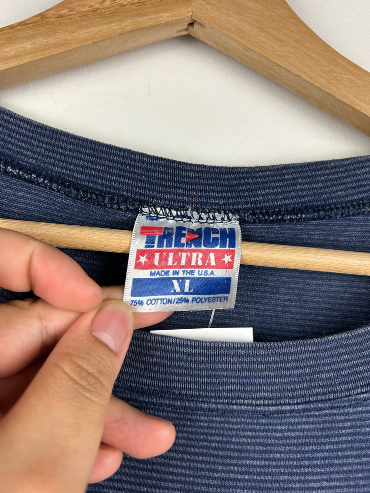 Vintage 90s Trench Michigan University Wolverines Navy Striped Tee