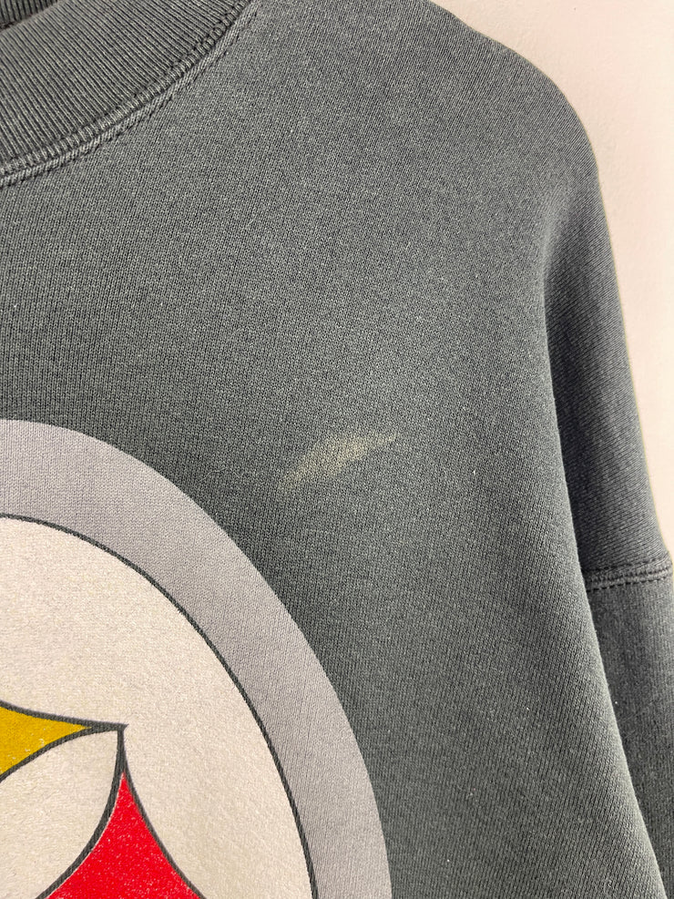 Vintage 90s NFL Salem Pittsburgh Steelers Big Logo Black Crewneck