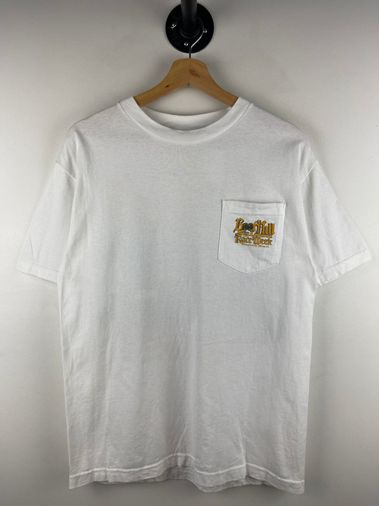 Vintage Boot Hill Saloon Race Week White Pocket Tee