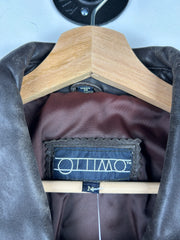 Vintage 90s Ottimo Brown Cropped Bomber Leather Jacket