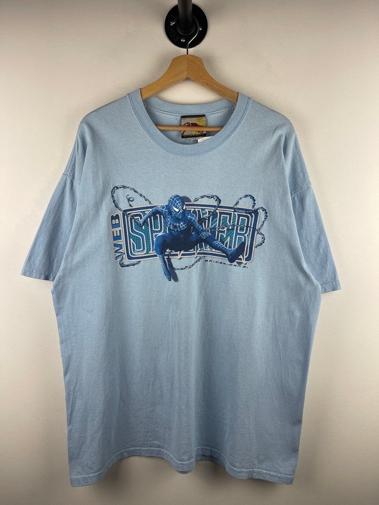 Vintage 2004 Spider Man 2 Movie Promo Baby Blue Tee