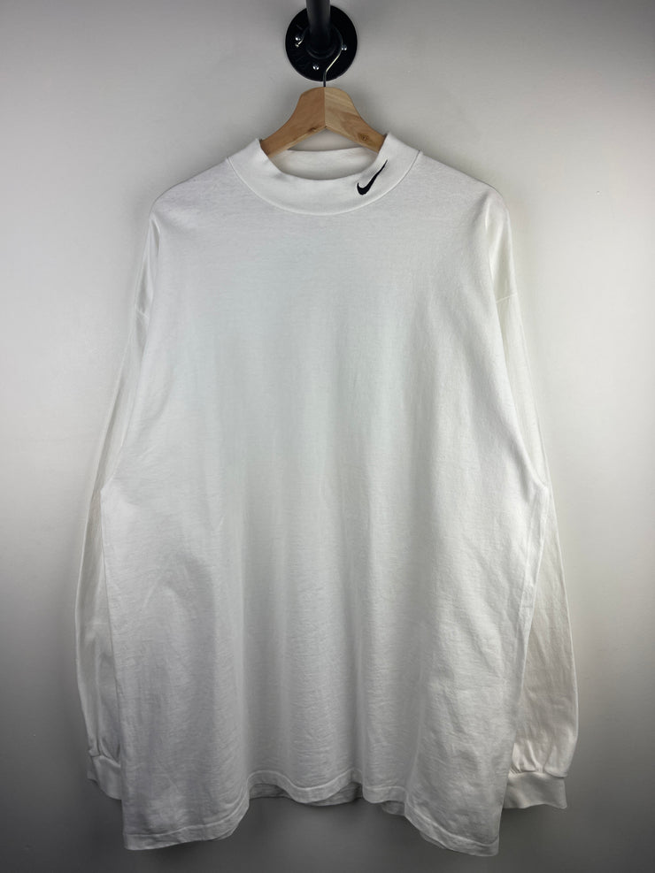 Vintage 90s Nike Golf Swoosh Mock Neck White Long Sleeve