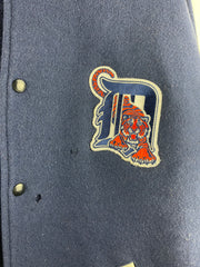 Vintage 90s MLB Detroit Tigers Comerica Park Navy Wool & Leather Varsity Jacket
