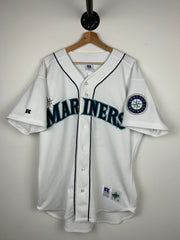 Vintage 90s MLB Russell Athletic Seattle Mariners Ken Griffey Jr. Diamond Collection White Baseball Jersey
