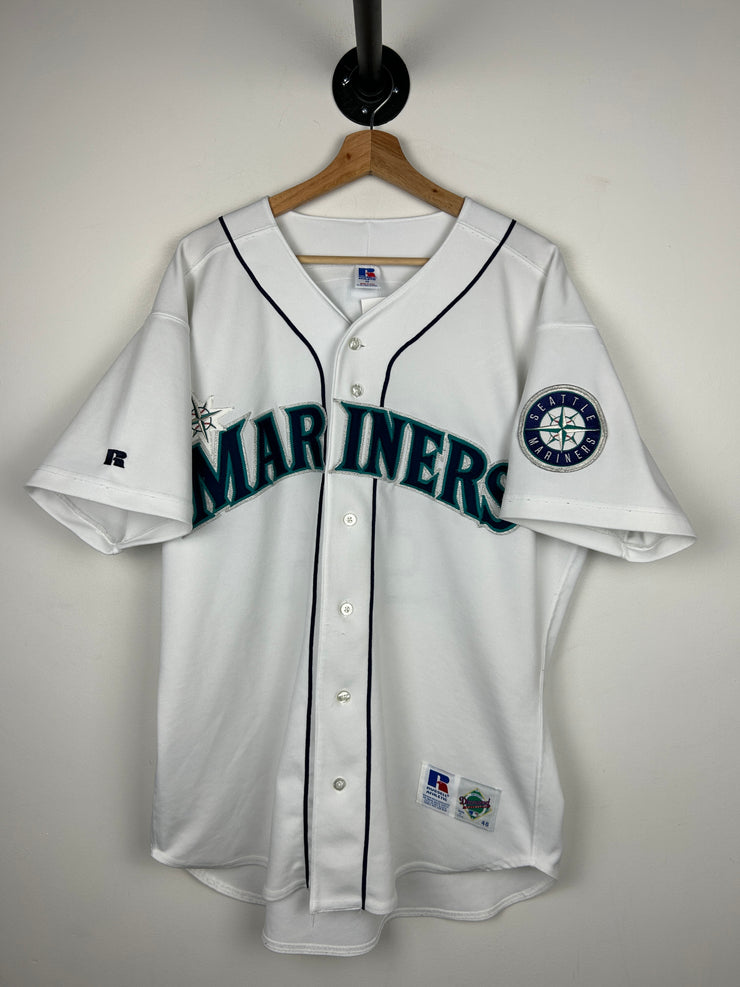 Vintage 90s MLB Russell Athletic Seattle Mariners Ken Griffey Jr. Diamond Collection White Baseball Jersey
