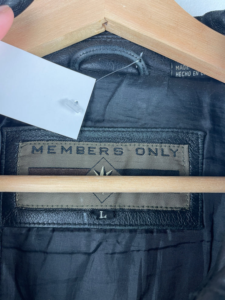 Vintage 90s Members Only Black Leather Bomber Jacket