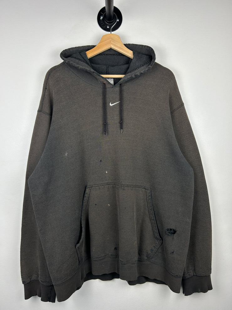 Vintage Nike Middle Swoosh Thrashed Black Hoodie
