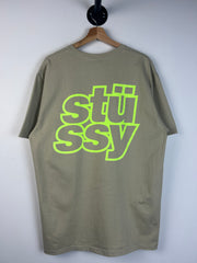 Stussy Spellout Beige & Neon Tee