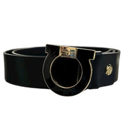 Ferragamo Gancini Black Leather Belt