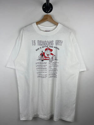 Vintage 90s 15 Reasons Why Beer Is Better Than Women Comedy White Tee