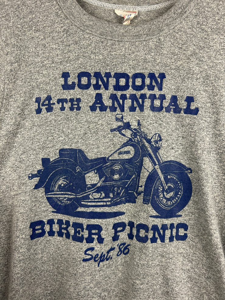 Vintage 80s Biker Picnic London Grey Tee