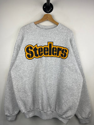 Vintage 90s NFL Logo 7 Pittsburgh Steelers Grey Crewneck