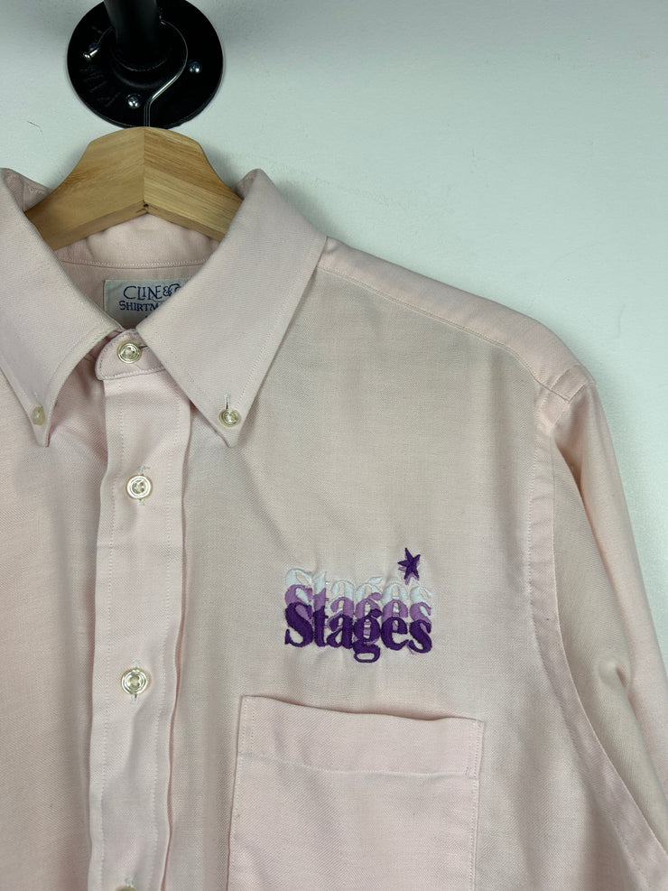 Vintage 80s Stages Kitchener Bar Pink Button Up Long Sleeve Shirt