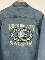 Vintage 90s Lee Hog's Breath Saloon Key West Blue Denim Jacket