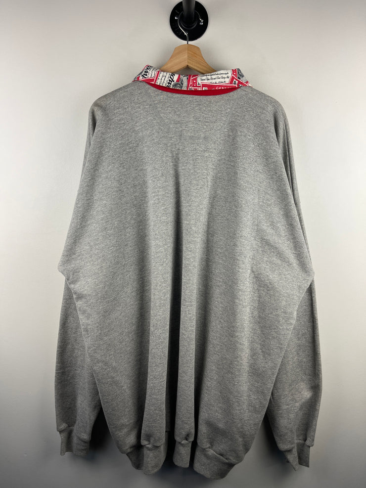 Vintage 90s Budweiser Beer King Of Beers Grey Quarter Zip Sweater