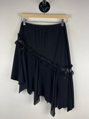 Vintage 90s Morbid Threads Women's Black Asymmetrical Midi-Skirt
