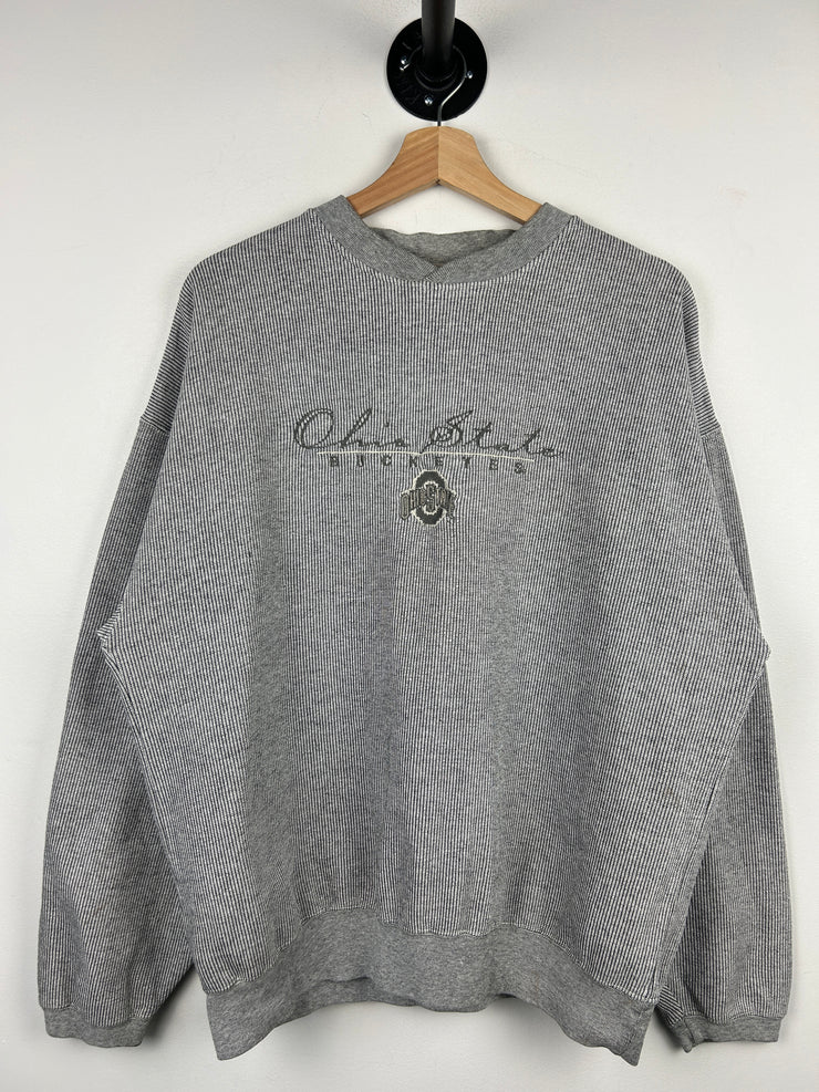 Vintage 90s Ohio State Buckeyes Embroidered Grey Crewneck