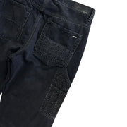 Amiri Straight Leg Panned Debossed Double Knee Black Denim Jeans