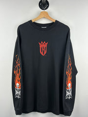 Vintage 2003 West Coast Choppers Flames Skull Black Long Sleeve