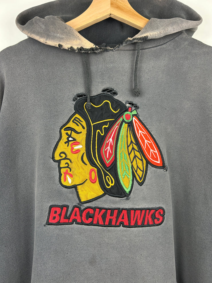 Vintage 90s NHL Nutmeg Chicago Blackhawks Black Hoodie