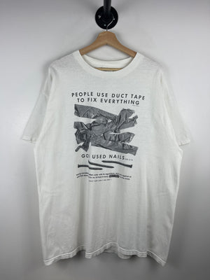 Vintage 90s Jesus People Use Duct Tape To Fix Everything God Used Nails White Tee