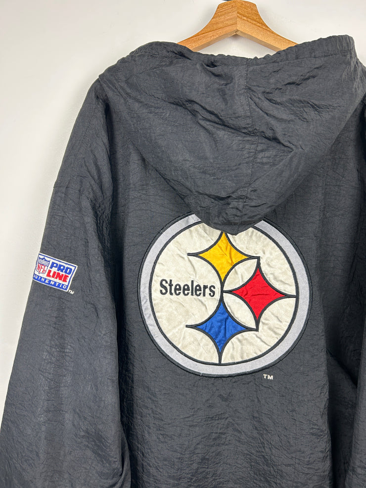 Vintage 90s NFL Starter Pro Line Pittsburgh Steelers Black Hooded Jacket