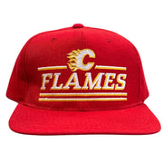 Vintage 90s NHL Starter Calgary Flames Split Bar Wool Snapback Hat