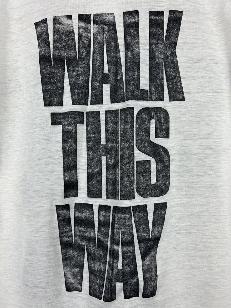 Vintage 80s Aerosmith Walk This Way White Cut Tank Top