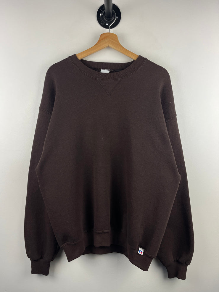 Vintage 90s Russell Athletic Blank Brown Crewneck