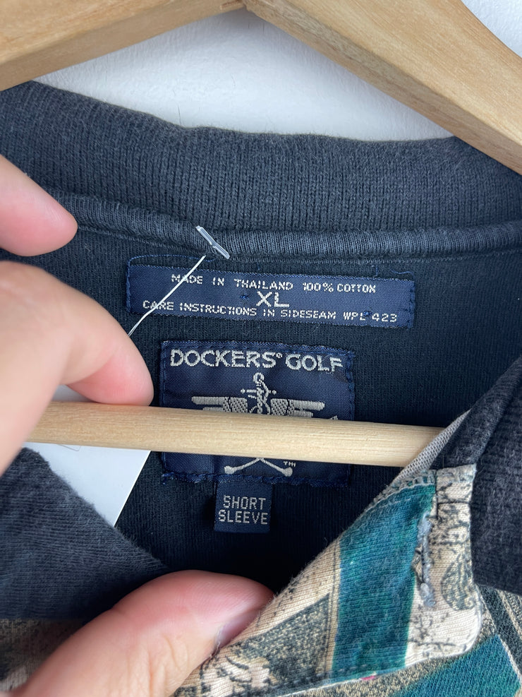 Vintage Dockers Golf All Over Print Polo Shirt