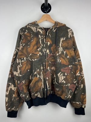 Vintage 90s Southwest Real Tree Camo Thermal Lined Zip Up Hoodie