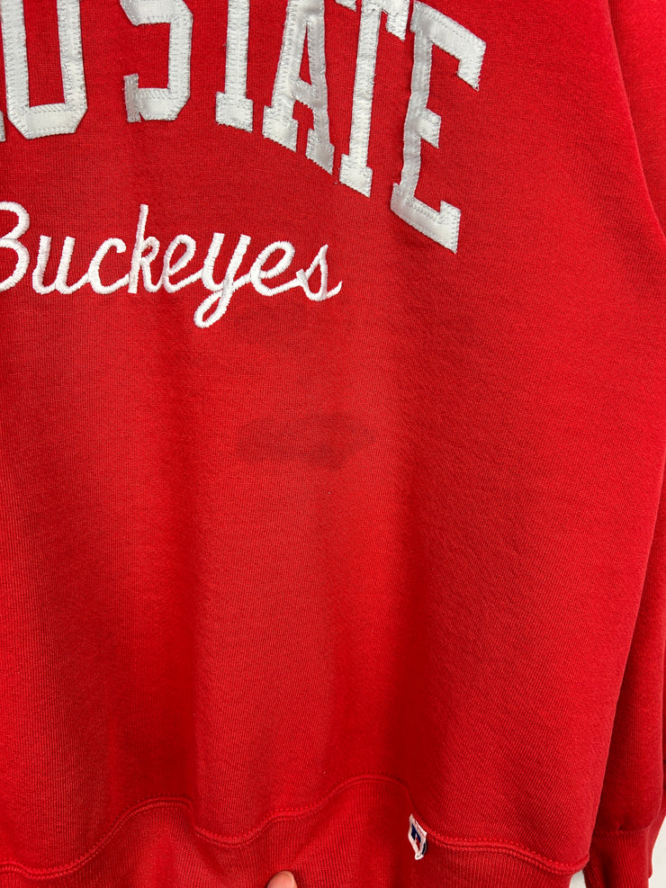 Vintage 90s Russell Athletic Ohio State Buckeyes Embroidered Red Crewneck