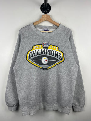 Vintage NFL Reebok Pittsburgh Steelers Super Bowl Champions Grey Crewneck