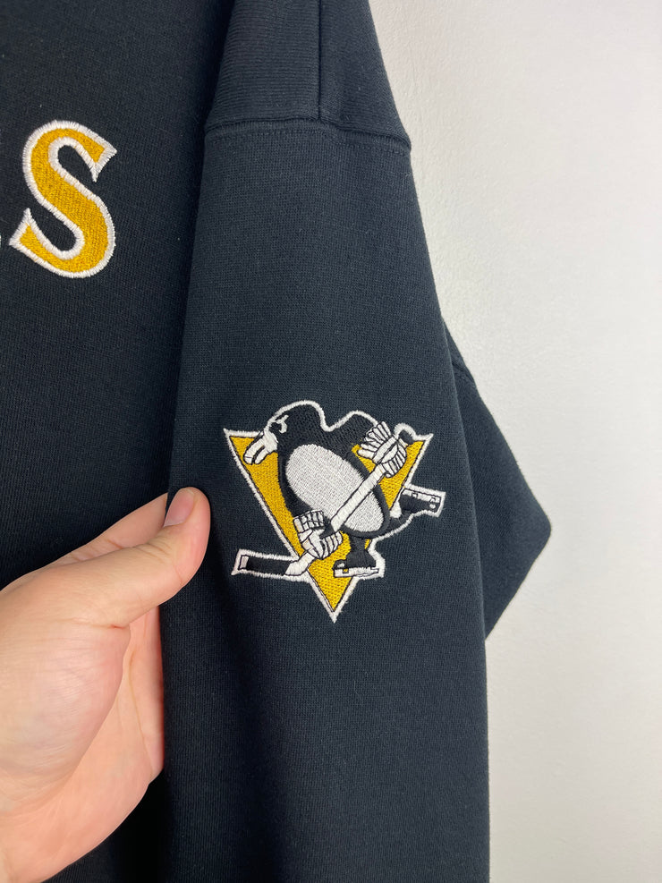 Vintage 90s NHL Starter Pittsburgh Penguins Embroidered Black Crewneck
