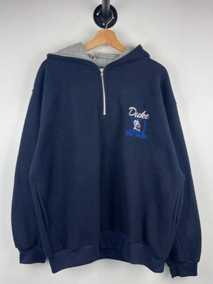 Vintage 90s Duke Blue Devils Navy Quarter Zip Fleece Hoodie