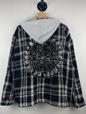 Revenge SS24 Skull Patch Black & White Hooded Flannel