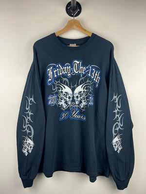 Vintage Friday The 13th Skulls Motorcycle Black Long Sleeve