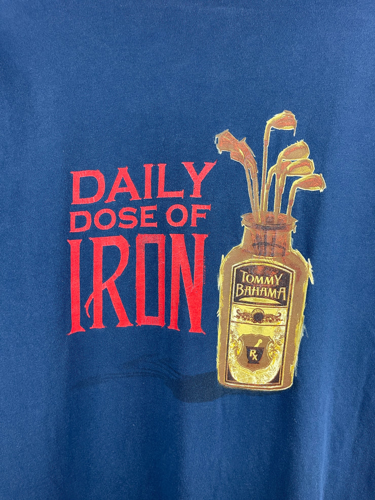Vintage Tommy Bahama Golf Daily Dose Of Iron Navy Tee