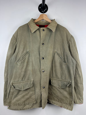 Vintage 50s Duck Canvas Wool Buffalo Plaid Hunting Reversible Jacket