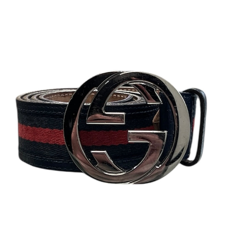 Gucci Interlocking Buckle Navy & Red Belt