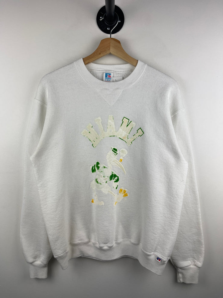 Vintage 80s Russell Athletic Miami Hurricanes White Crewneck